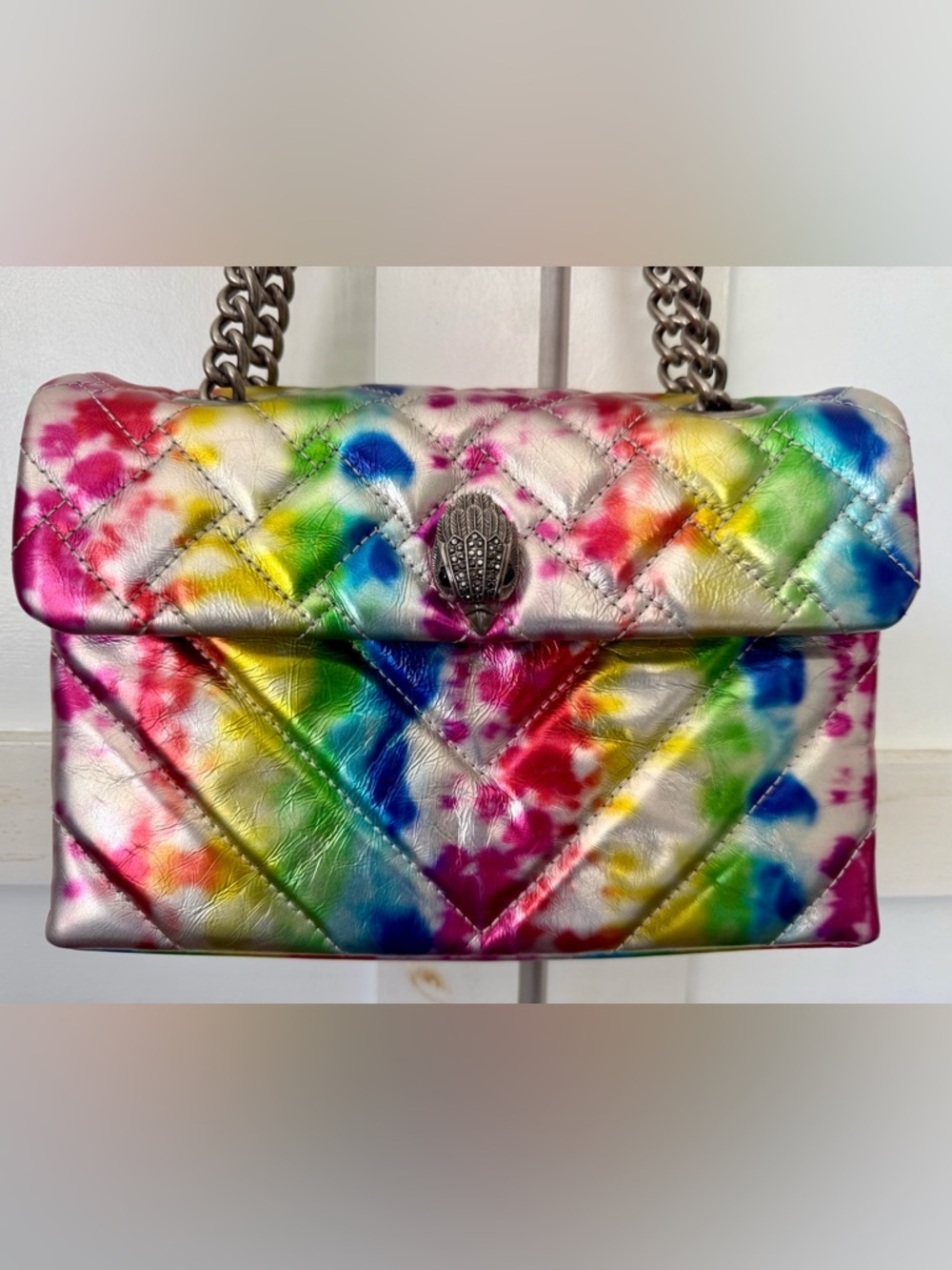 Kurt Geiger Large Kensington Tie-Dye Metallic Quilted Shoulder Crossbody Bag
